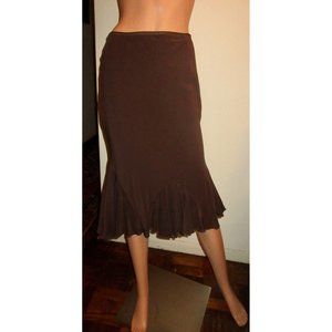 NWT Paul Smith Midi Skirt S 6 Silk Flounce Chocolate Brown Italy IT42 ret. $600